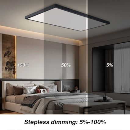 Brilagi - Plafoniera LED dimmerabile per bagno FRAME SMART LED/96W/230V 120x60 cm 3000-6000K IP44 nera + telecomando