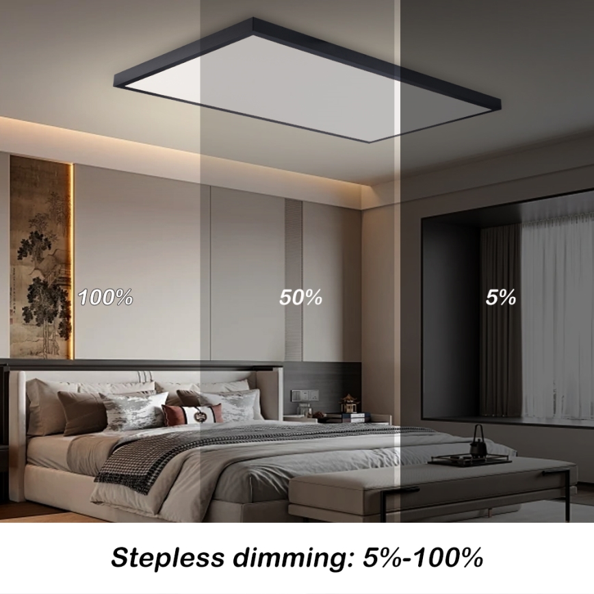 Brilagi - Plafoniera LED dimmerabile per bagno FRAME SMART LED/96W/230V 120x60 cm 3000-6000K IP44 nera + telecomando