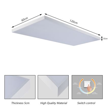 Brilagi - Plafoniera LED da bagno FRAME LED/96W/230V 120x60 cm 3000/4000/6000K IP44 bianca