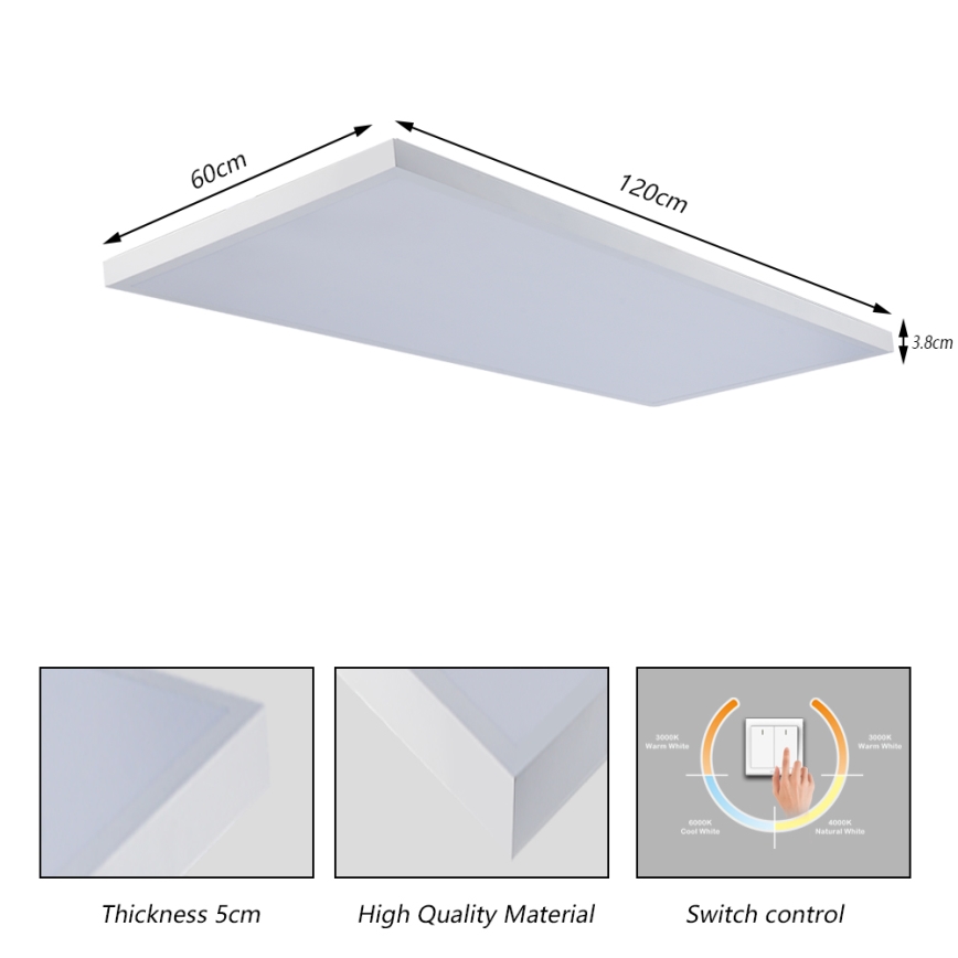 Brilagi - Plafoniera LED da bagno FRAME LED/96W/230V 120x60 cm 3000/4000/6000K IP44 bianca
