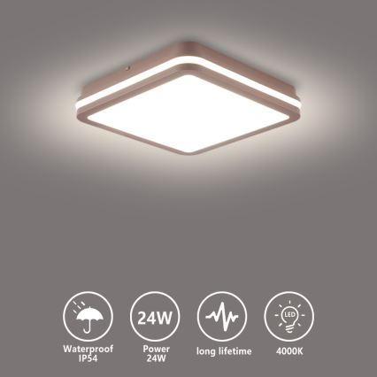 Brilagi - Plafoniera LED da esterno BENE LED/24W/230V 26x26 cm marrone IP54