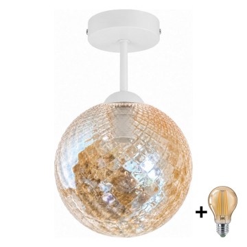 BRILAGI - LED Plafoniera da montaggio superficiale RETRO GLASS 1xE27/60W/230V Ø 17 cm bianco/beige fumé