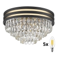 Brilagi - LED Plafoniera di cristallo VELURE 5xE14/40W/230V nero