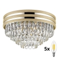 Brilagi - LED Plafoniera di cristallo VELURE 5xE14/40W/230V oro