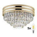 Brilagi - LED Plafoniera di cristallo VELURE 5xE14/40W/230V oro