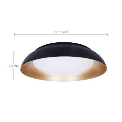 Brilagi - Plafoniera da soffitto dimmerabile ALVA LED/48W/230V 3000-6500K Ø 51 cm nera + telecomando