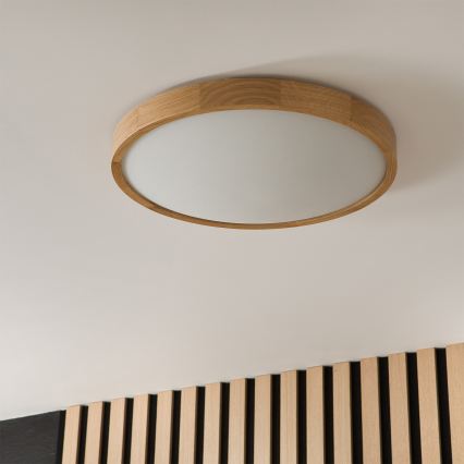 Brilagi - Plafoniera LED RGBW dimmerabile CARVALHO SLIM 3xE27/15W/230V 2700-6500K Wi-Fi rovere Ø 47 cm