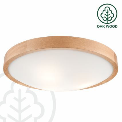 Brilagi - Plafoniera LED RGBW dimmerabile CARVALHO SLIM 3xE27/15W/230V 2700-6500K Wi-Fi rovere Ø 47 cm