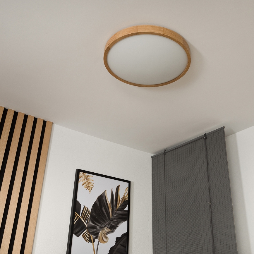 Brilagi - Plafoniera LED RGBW dimmerabile CARVALHO SLIM 3xE27/9W/230V 2700-6500K Wi-Fi rovere Ø 47 cm