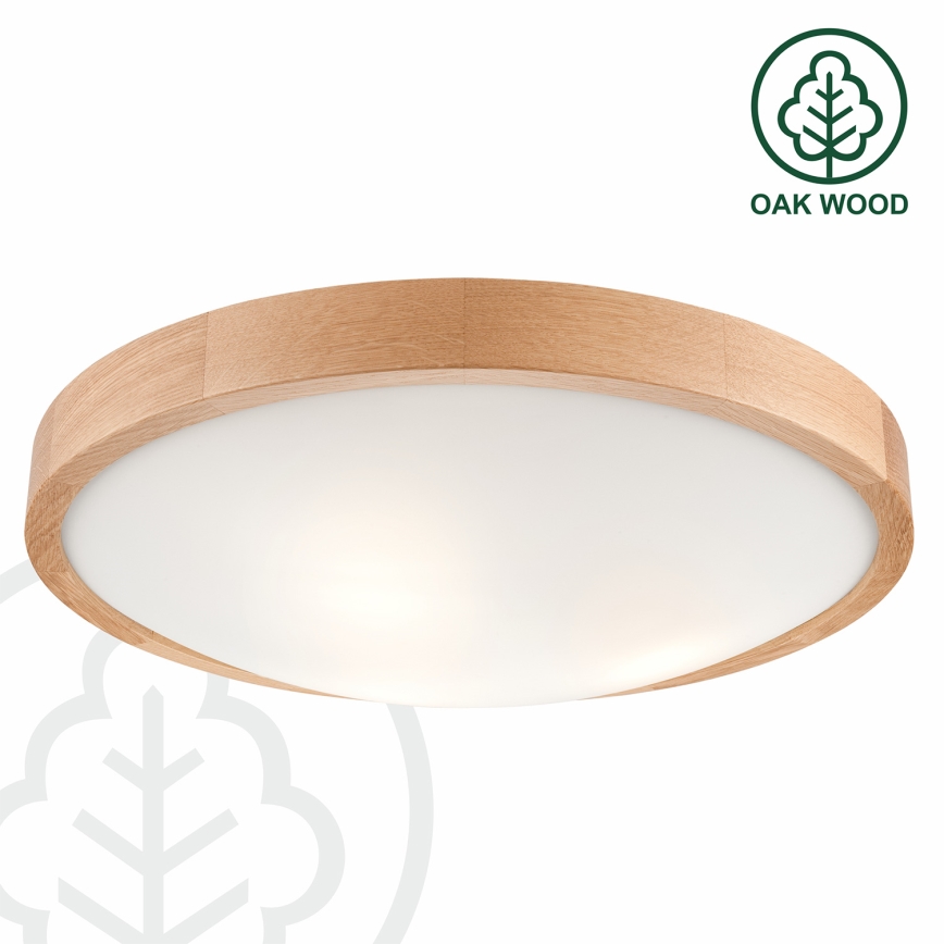 Brilagi - Plafoniera LED RGBW dimmerabile CARVALHO SLIM 3xE27/9W/230V 2700-6500K Wi-Fi rovere Ø 47 cm
