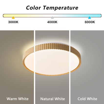 Brilagi - Plafoniera dimmerabile a LED CORVO LED/72W/230V 3000-6000K finitura in legno Ø 50 cm + telecomando