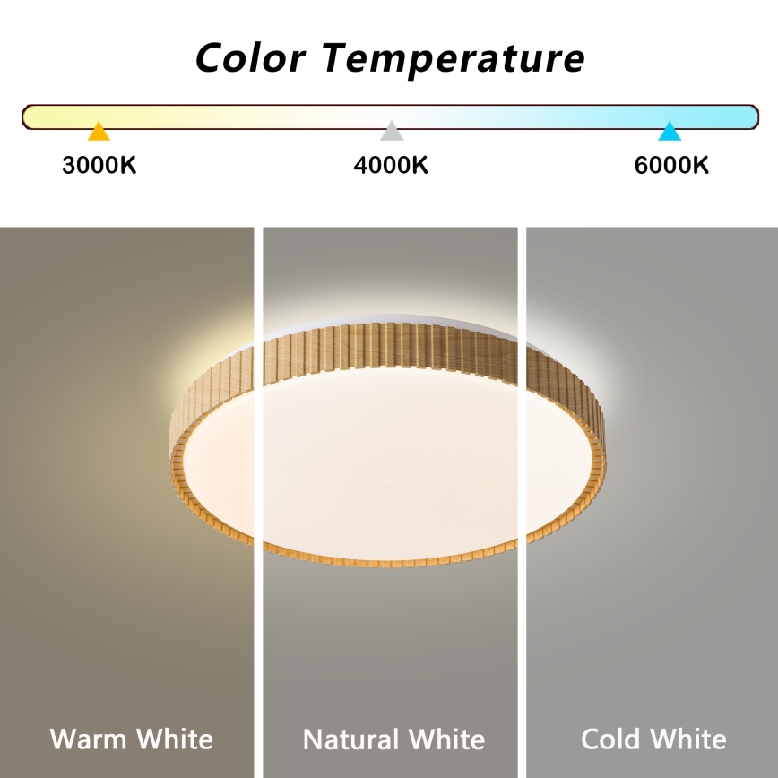 Brilagi - Plafoniera dimmerabile a LED CORVO LED/72W/230V 3000-6000K finitura in legno Ø 50 cm + telecomando
