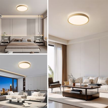 Brilagi - Plafoniera dimmerabile a LED CORVO LED/72W/230V 3000-6000K finitura in legno Ø 50 cm + telecomando