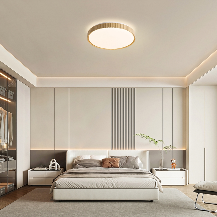 Brilagi - Plafoniera dimmerabile a LED CORVO LED/72W/230V 3000-6000K finitura in legno Ø 50 cm + telecomando