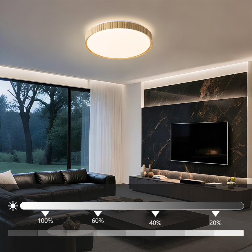 Brilagi - Plafoniera dimmerabile a LED CORVO LED/72W/230V 3000-6000K finitura in legno Ø 50 cm + telecomando