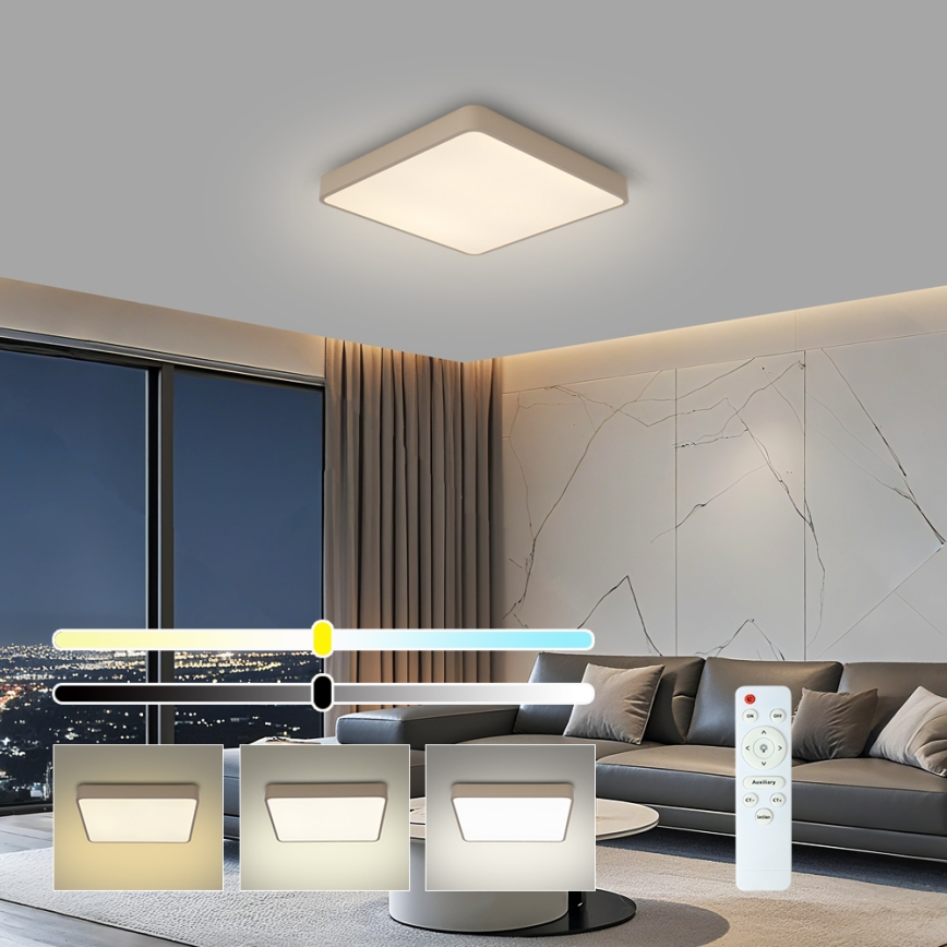 Brilagi - Plafoniera LED dimmerabile POOL 36W/230V 3000-6000K 40x40 cm beige + telecomando