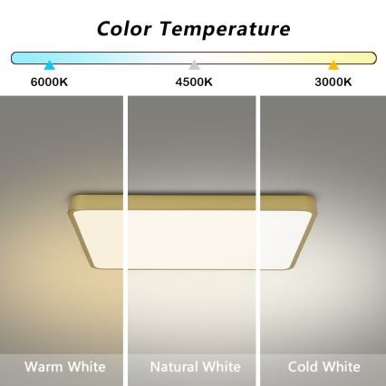 BRILAGI - Plafoniera LED dimmerabile POOL SQUARE LED/36W/230V 3000-6000K 40x40 cm oro + telecomando