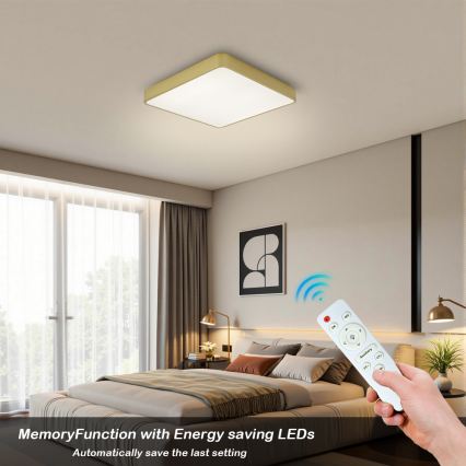 BRILAGI - Plafoniera LED dimmerabile POOL SQUARE LED/36W/230V 3000-6000K 40x40 cm oro + telecomando