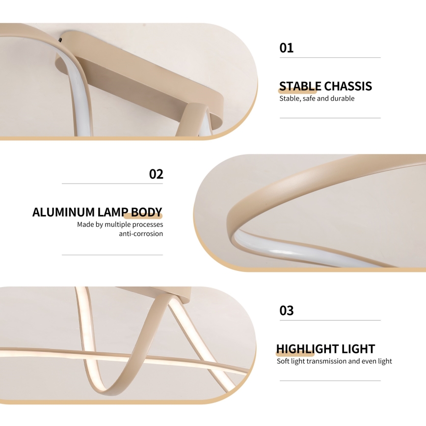 Brilagi - Plafoniera LED dimmerabile TWISTER LED/60W/230V 3000-6000K beige + telecomando