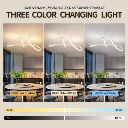 Brilagi - Plafoniera a LED dimmerabile a montaggio superficiale TWISTER LED/60W/230V 3000-6000K bianco + telecomando