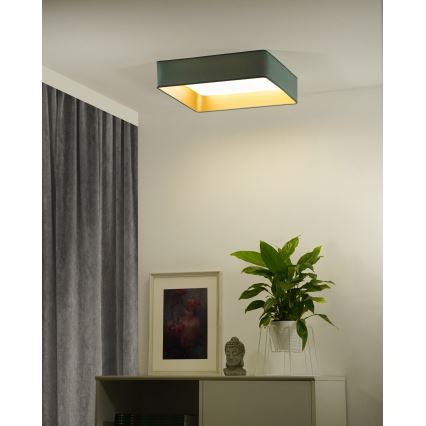 Brilagi - Plafoniera dimmerabile a LED VELVET SQUARE SMART LED/36W/230V 60x60 cm 2700-6500K Wi-Fi Tuya + telecomando verde menta