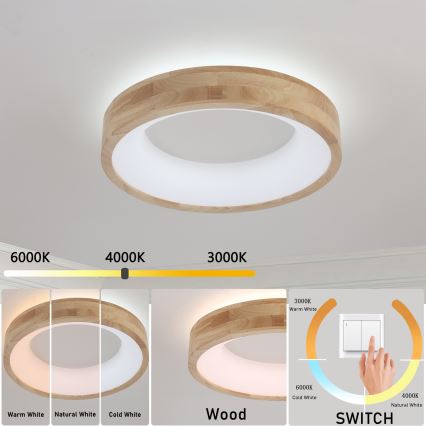 Brilagi - Plafoniera LED FALCON WOOD LED/30W/230V 3000/4000/6000K Ø 45 cm legno
