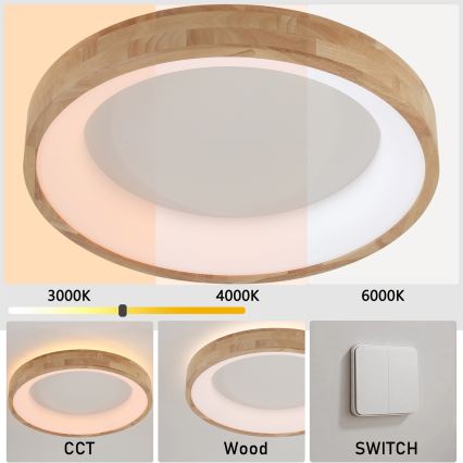 Brilagi - Lampada da soffitto LED FALCON WOOD LED/40W/230V 3000/4000/6000K diam. 60 cm in legno