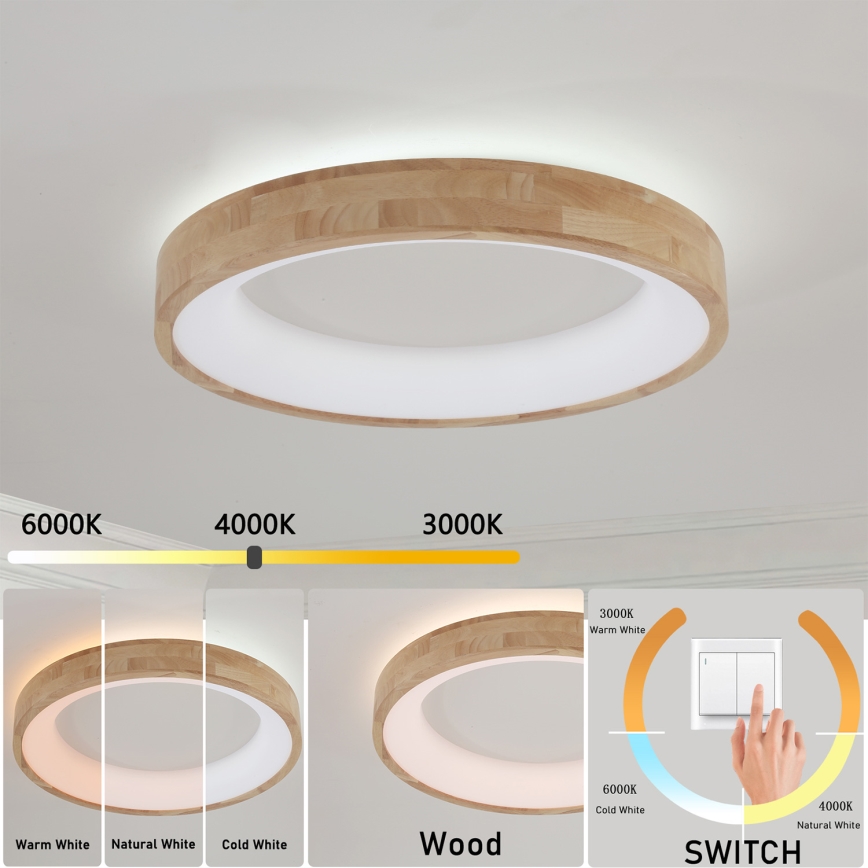 Brilagi - Lampada da soffitto LED FALCON WOOD LED/40W/230V 3000/4000/6000K diam. 60 cm in legno
