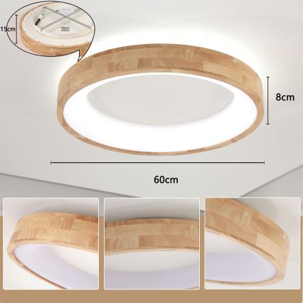 Brilagi - Lampada da soffitto LED FALCON WOOD LED/40W/230V 3000/4000/6000K diam. 60 cm in legno