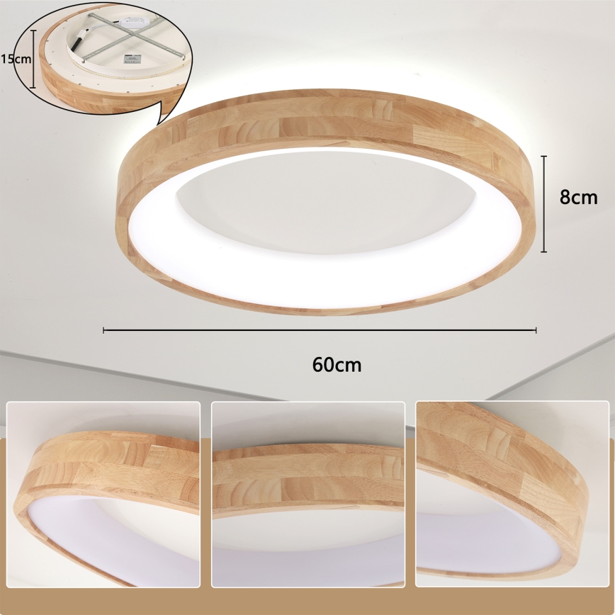 Brilagi - Lampada da soffitto LED FALCON WOOD LED/40W/230V 3000/4000/6000K diam. 60 cm in legno