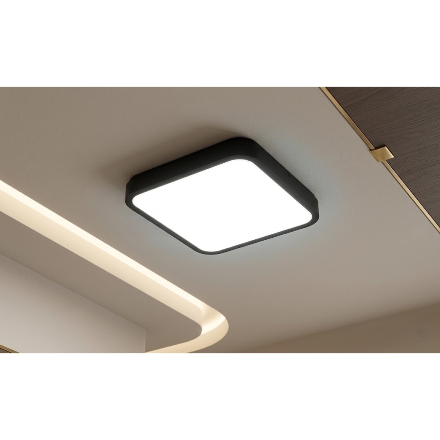 BRILAGI - Plafoniera LED da bagno con sensore ZENNA LED/18W/230V 28,5x28,5 cm IP44 nera + telecomando