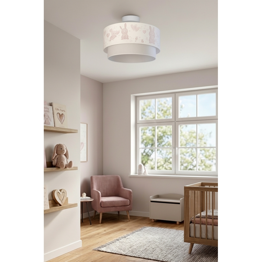 Brilagi - Plafoniera LED per bambini BOBO a montaggio superficiale, 1xE27/10W/230V, Ø 40 cm, crema/grigio/coniglietti