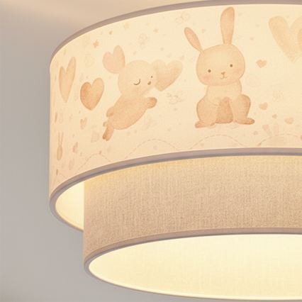 Brilagi - Plafoniera LED per bambini BOBO a montaggio superficiale, 1xE27/10W/230V, Ø 40 cm, crema/grigio/coniglietti