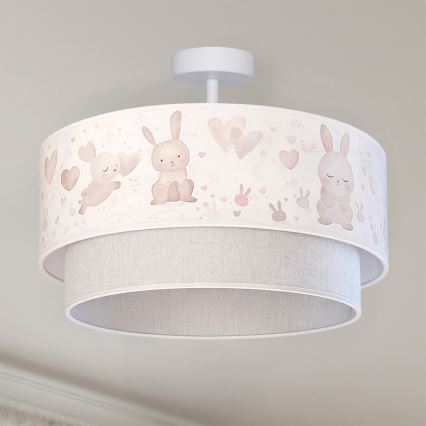Brilagi - Plafoniera LED per bambini BOBO a montaggio superficiale, 1xE27/10W/230V, Ø 40 cm, crema/grigio/coniglietti