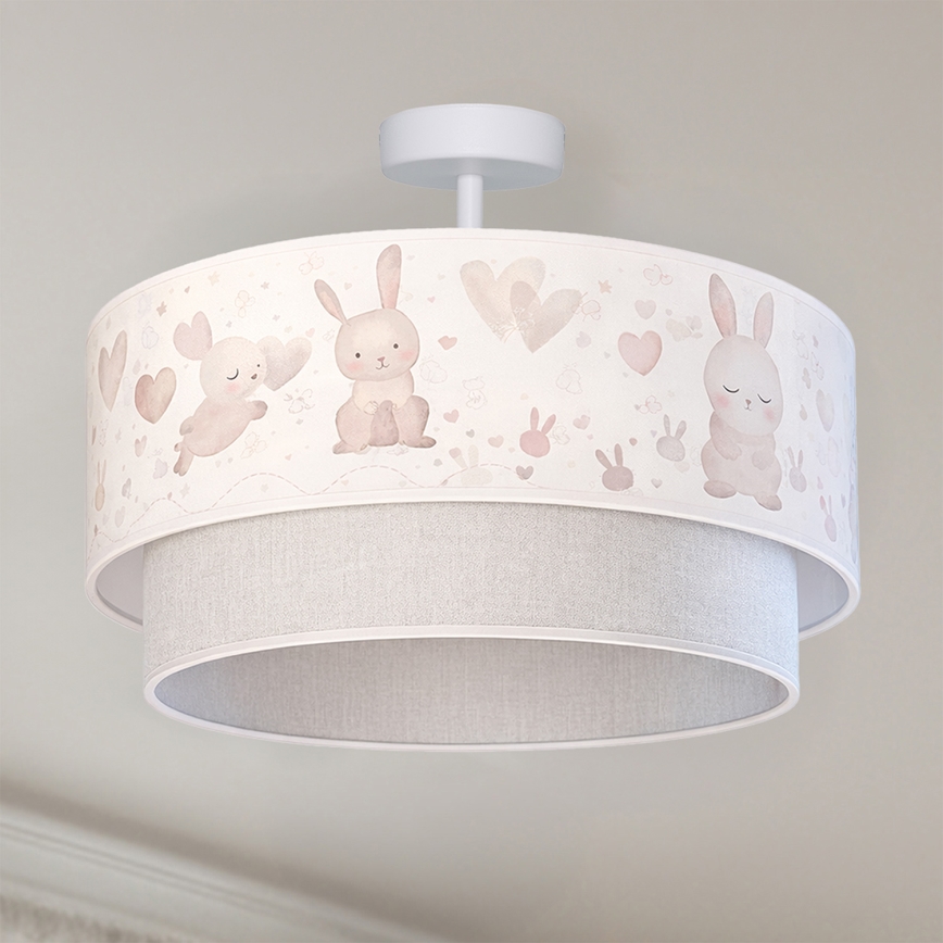 Brilagi - Plafoniera LED per bambini BOBO a montaggio superficiale, 1xE27/10W/230V, Ø 40 cm, crema/grigio/coniglietti
