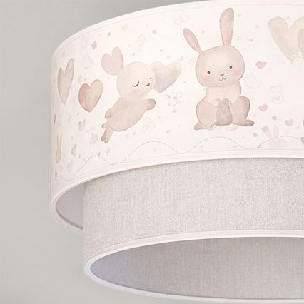Brilagi - Plafoniera LED per bambini BOBO a montaggio superficiale, 1xE27/10W/230V, Ø 40 cm, crema/grigio/coniglietti