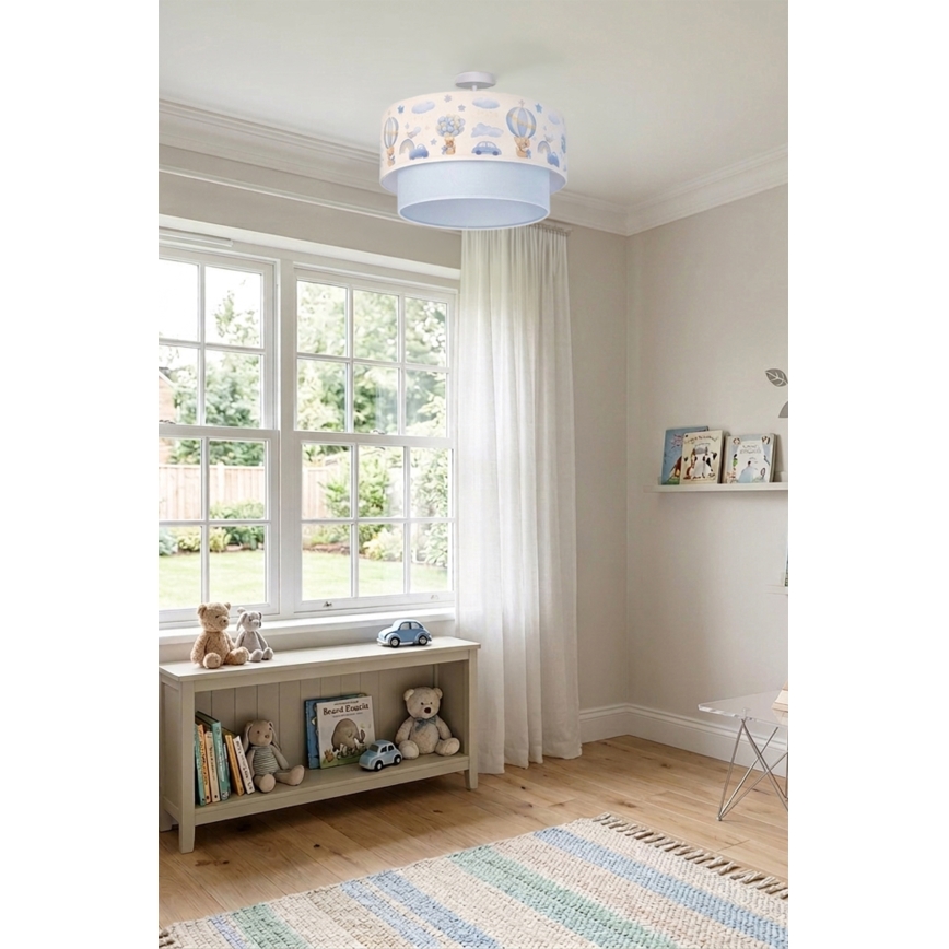 Brilagi - Plafoniera LED per bambini BOBO 1xE27/10W/230V Ø 40 cm crema/blu/orsetti