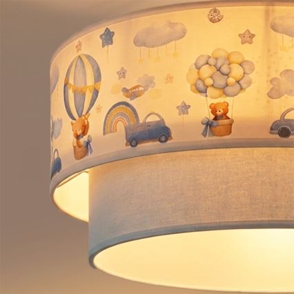 Brilagi - Plafoniera LED per bambini BOBO 1xE27/10W/230V Ø 40 cm crema/blu/orsetti