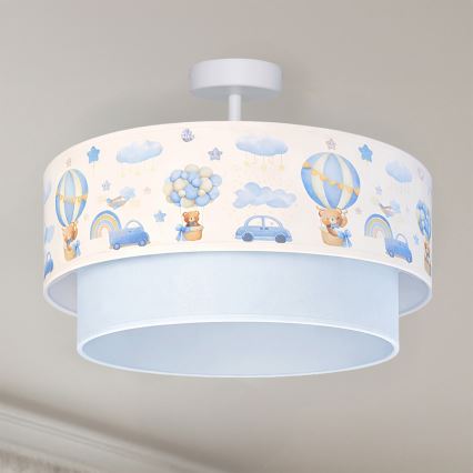 Brilagi - Plafoniera LED per bambini BOBO 1xE27/10W/230V Ø 40 cm crema/blu/orsetti