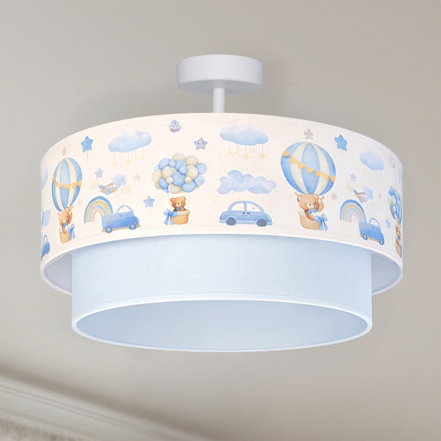 Brilagi - Plafoniera LED per bambini BOBO 1xE27/10W/230V Ø 40 cm crema/blu/orsetti
