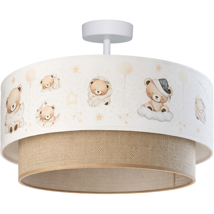 Brilagi-LED Plafoniera per bambini BOBO 1xE27/60W/230V Ø 40 cm bianco/beige/orsetto