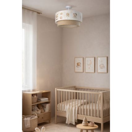Brilagi-LED Plafoniera per bambini BOBO 1xE27/60W/230V Ø 40 cm bianco/beige/orsetto