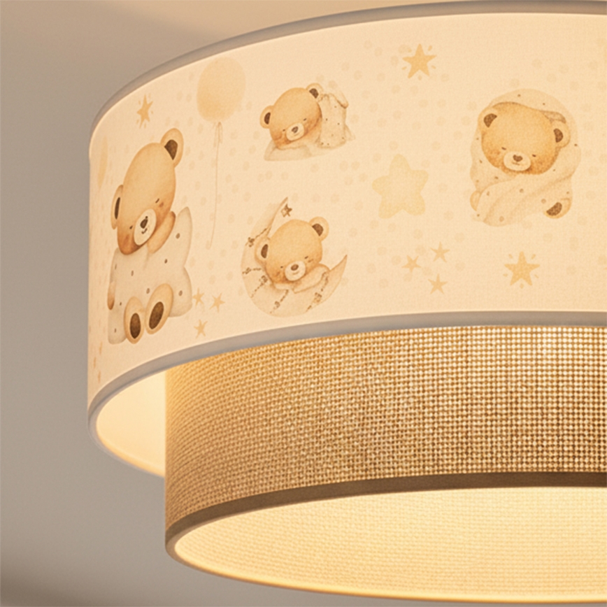 Brilagi-LED Plafoniera per bambini BOBO 1xE27/60W/230V Ø 40 cm bianco/beige/orsetto
