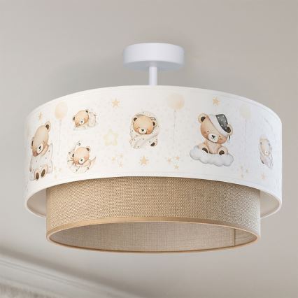 Brilagi-LED Plafoniera per bambini BOBO 1xE27/60W/230V Ø 40 cm bianco/beige/orsetto