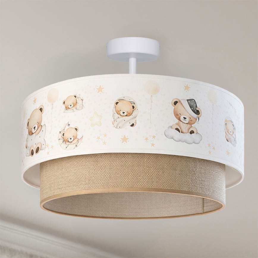 Brilagi-LED Plafoniera per bambini BOBO 1xE27/60W/230V Ø 40 cm bianco/beige/orsetto