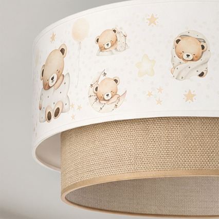 Brilagi-LED Plafoniera per bambini BOBO 1xE27/60W/230V Ø 40 cm bianco/beige/orsetto