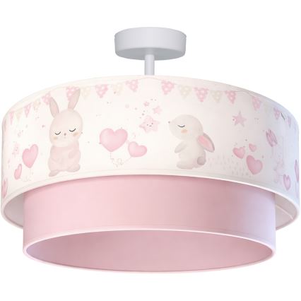 Brilagi - Plafoniera LED per bambini BOBO 1xE27/60W/230V Ø 40 cm crema/rosa/coniglietti