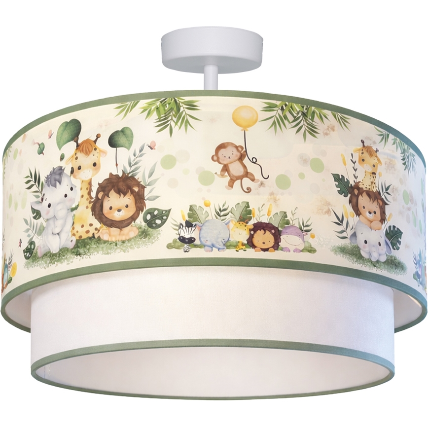 Brilagi - Plafoniera LED per bambini BOBO 1xE27/60W/230V Ø 40 cm crema/verde/giungla
