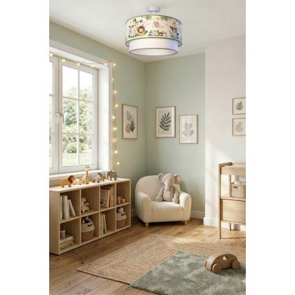 Brilagi - Plafoniera LED per bambini BOBO 1xE27/60W/230V Ø 40 cm crema/verde/giungla