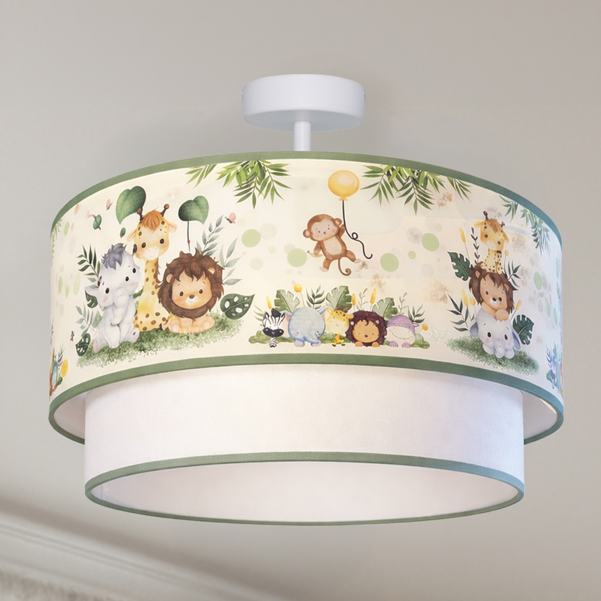 Brilagi - Plafoniera LED per bambini BOBO 1xE27/60W/230V Ø 40 cm crema/verde/giungla